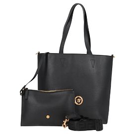 VERSACE Tote Bag Leather 2way Black Gold Auth 118739V Black Golden