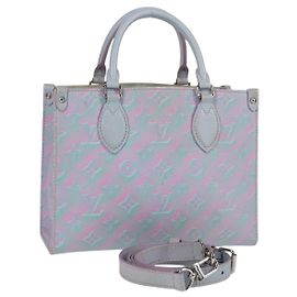 LOUIS VUITTON Bolsa On The Go PM Monogram Empreinte 2way Azul M46067 Auth MX449M Azul