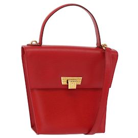 Christian Dior Handtasche Leder 2-Wege Rot Gold Auth 152824 Rot Golden