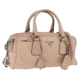 PRADA Handtasche Leder 2 in 1 Rosa Silber Auth 170334 Silber Pink