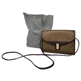 Sac à épaule en cuir Dior vintage beige et marron Marron