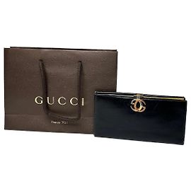 Cartera larga de cuero Gucci GG vintage negra Negro