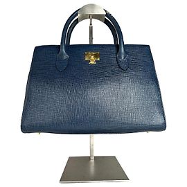 Vintage Courreges Leather Handbag Blue Blue