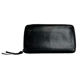 Vintage Givenchy Leather Zippy Wallet Black Black