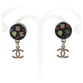 Orecchini Chanel in argento nero e argento Nero Argento
