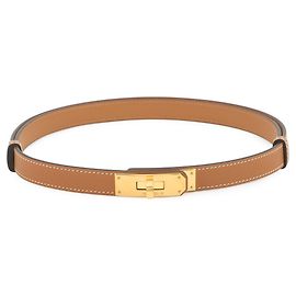 Hermès Cinto Hermes Kelly em couro Epsom dourado Dourado
