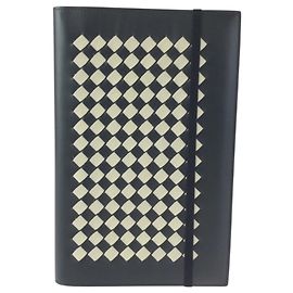 Bottega Veneta Intrecciato Leather Notebook Book Cover Black White