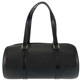 Borsa a mano in pelle nera Epi Soufflot Louis Vuitton Nero