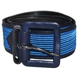 Cintura Missoni in pelle e tela nera blu 75 cm Nero Blu