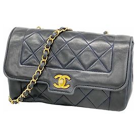 Borsa a Spalla Chanel Diana Chain Blu navy