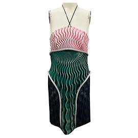 Robe mini halter imprimée multicolore rose / verte de Mary Katrantzou Multicolore