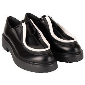 Zapatillas de cuero cepillado Prada Diapason Negro Blanco Mujer EU 37 Blanco
