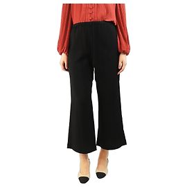 Totême Black woven stripe drawstring trousers - size UK 8 Black
