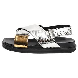 Marni Silver metallic cross strap sandals - size EU 40 Silvery
