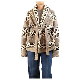 Polo Ralph Lauren Brauner, dicker Wollcardigan mit Gürtel - Größe L Braun