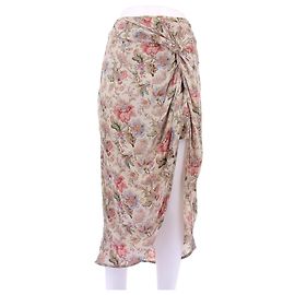 Zimmermann Midilange Seidenrock mit Blumen Beige