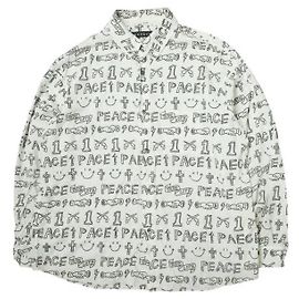 Autre Marque Rayon-Polyester-Hemd mit Graffiti-Druck von roarguns Weiß