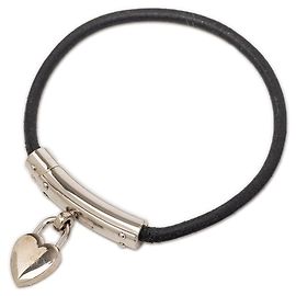 Pulseira de cadeado em forma de coração Viviride da Hermès Preto Prata