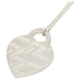 Tiffany & Co. Notes Heart Tag Pendant Necklace Silvery