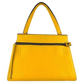 Céline Celine Edge Small Leather Handbag in Yellow Yellow