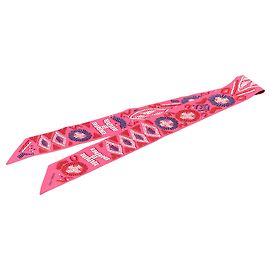 Lenço de seda Twilly Hermès Kelly rosa em pérolas Rosa Outro