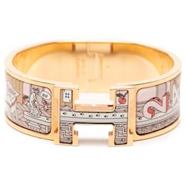 Bracciale PM Hermès Clic Clac H Mystere au 24 in smalto largo rosa Rosa Altro