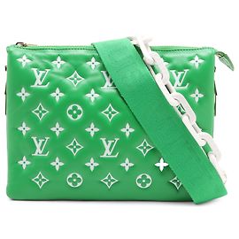 Louis Vuitton Green Monogram Embossed Puffy Lambskin Coussin PM Green