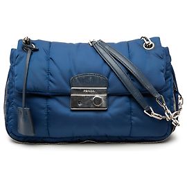 Bomber Tessuto Blu Prada con Catena Sound Lock Blu