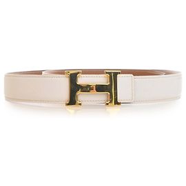 Cinturón reversible Hermès Constance H en Epsom blanco Blanco