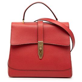 Céline Celine Rote Leder 16 Turn Lock Handtasche Rot