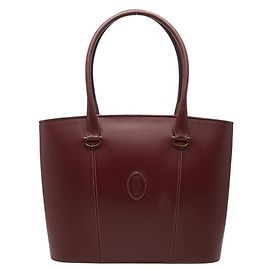 Cartier Must Line Tote Bag in Bordeaux Leather Dark red