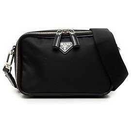 Bolsa de ombro RE-Nylon com logo triangular Prada Preto
