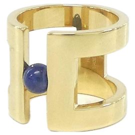 Hermès H Perle Schal Muffler Ring Blau Golden