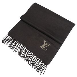 Écharpe en cachemire marron à franges Louis Vuitton Marron
