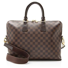 Sac Porte Documents Jour Damier Ebene Louis Vuitton Marron
