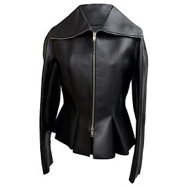 Giacca Peplum Givenchy in Pelle Nera Nero