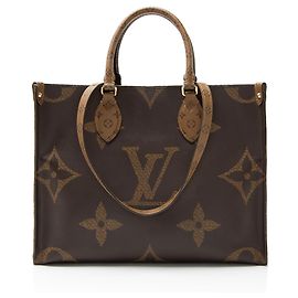 Sac Onthego MM en toile Monogram géant Louis Vuitton Marron