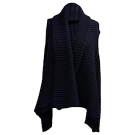 Die gerippte Strickweste The Row aus blauer Wolle Blau Marineblau