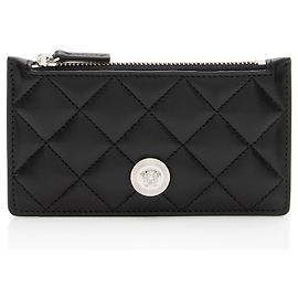 Versace Quilted Nappa La Medusa Card Holder Black