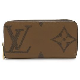 Louis Vuitton Monogram Giant Reverse Zippy Geldbörse Braun
