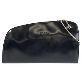 Bolso de cadena de charol azul marino Prada Azul