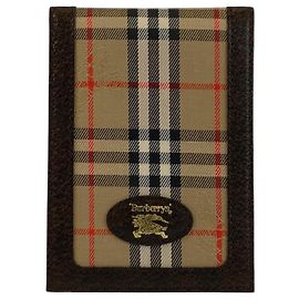 Burberry Canvas Leather Card Case Brown Beige
