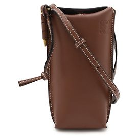 Loewe Anagram Gate Pocket Shoulder Bag Brown Brown
