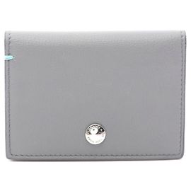 Tiffany & Co Leather Vertical Fold Card Case Grey