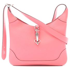 Bolsa de ombro de couro Trim 24 Duo Hermès Rosa Rosa