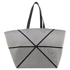 Bolsa Tote XXL em lona e couro Loewe PUZZLE FOLD Preto Bege Outro
