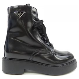 Prada 1T647N Brushed Leather Boots Black