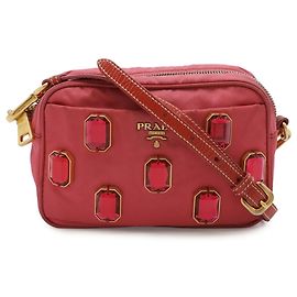 Prada Tessuto Pietre Schultertasche Rot