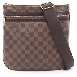 Sac à épaule Pochette Bosphore Louis Vuitton Marron Damier ebène