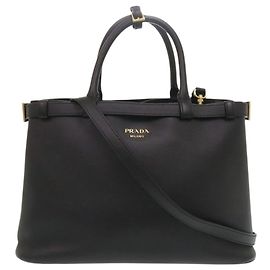 Prada Double Belt Medium 1BA417 Handbag Black